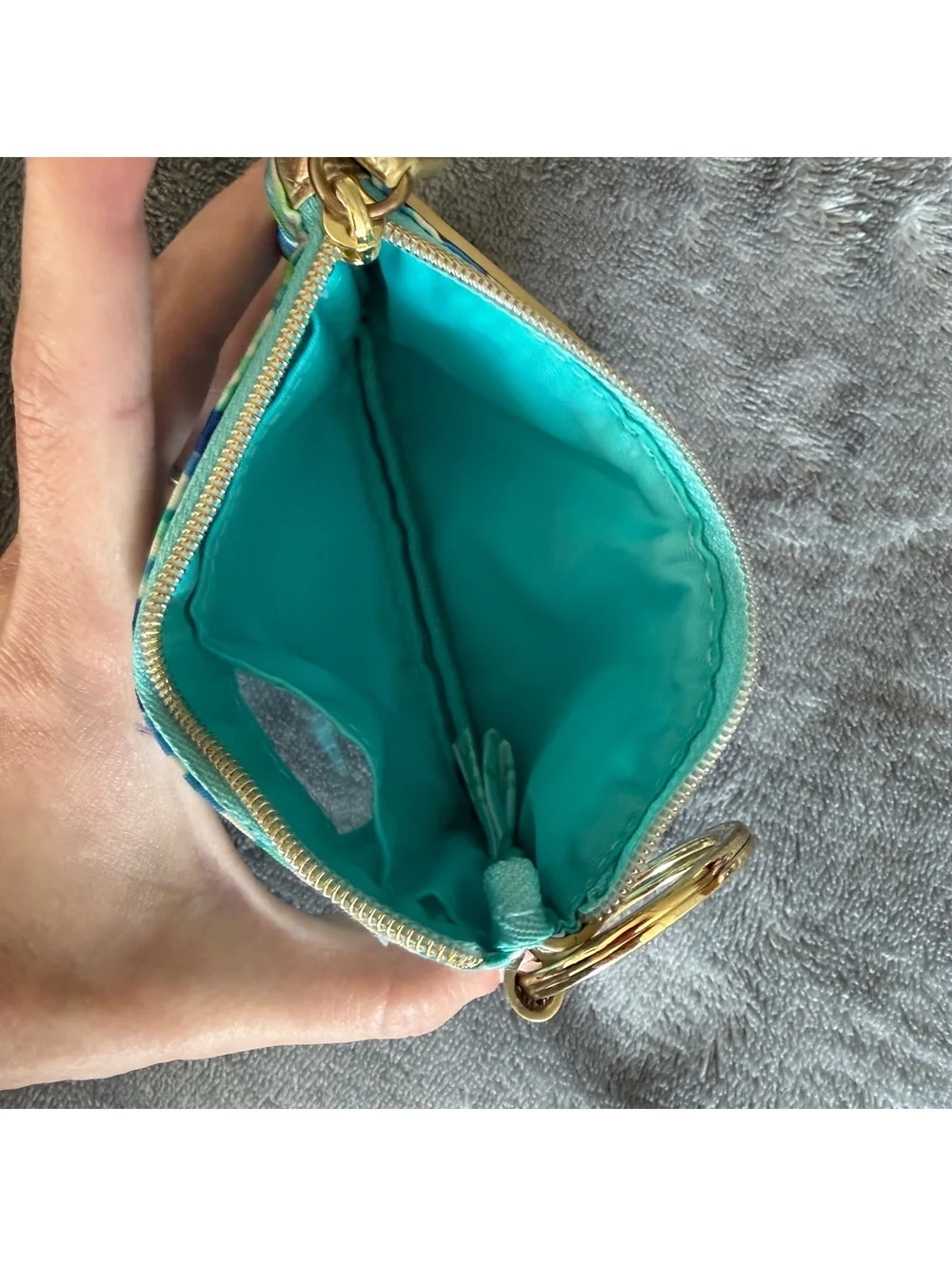 Lilly Pulitzer ID holder wallet in Cabana Cocktail print gold-tone key ring